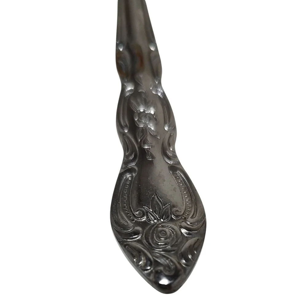 Rogers Stainless Steel Serving Fork Floral Pattern Made In Korea‎ Eight Inches